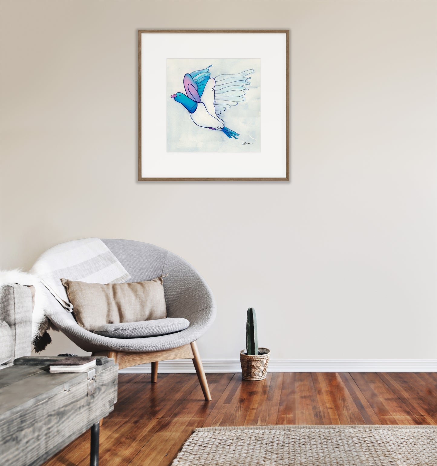 --- Wood Pigeon In Flight Print ---