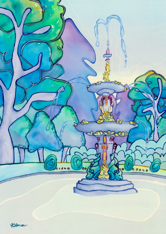 --- Peacock Fountain in Christchurch Botanic Gardens Print ---
