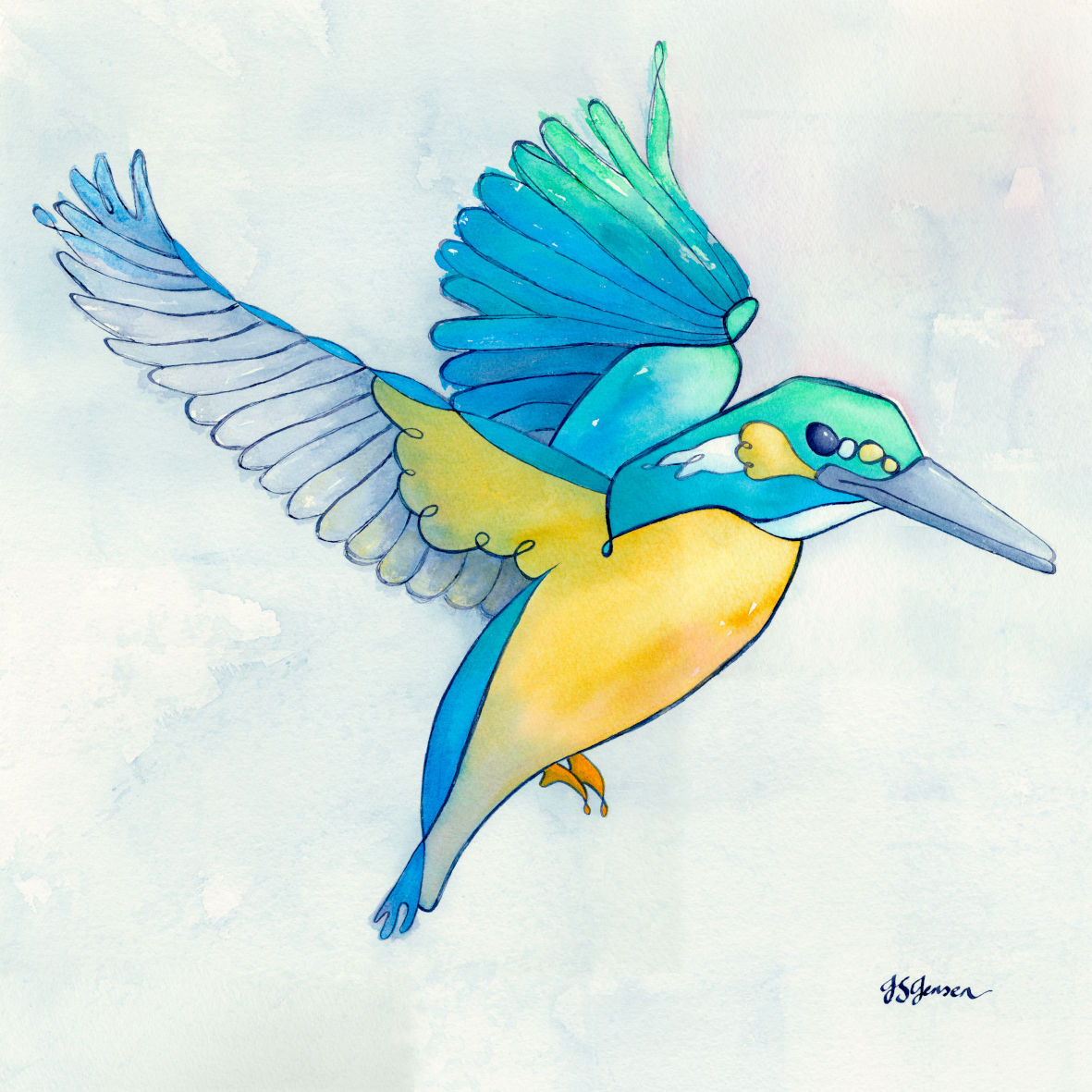 --- Kingfisher In Flight Print ---