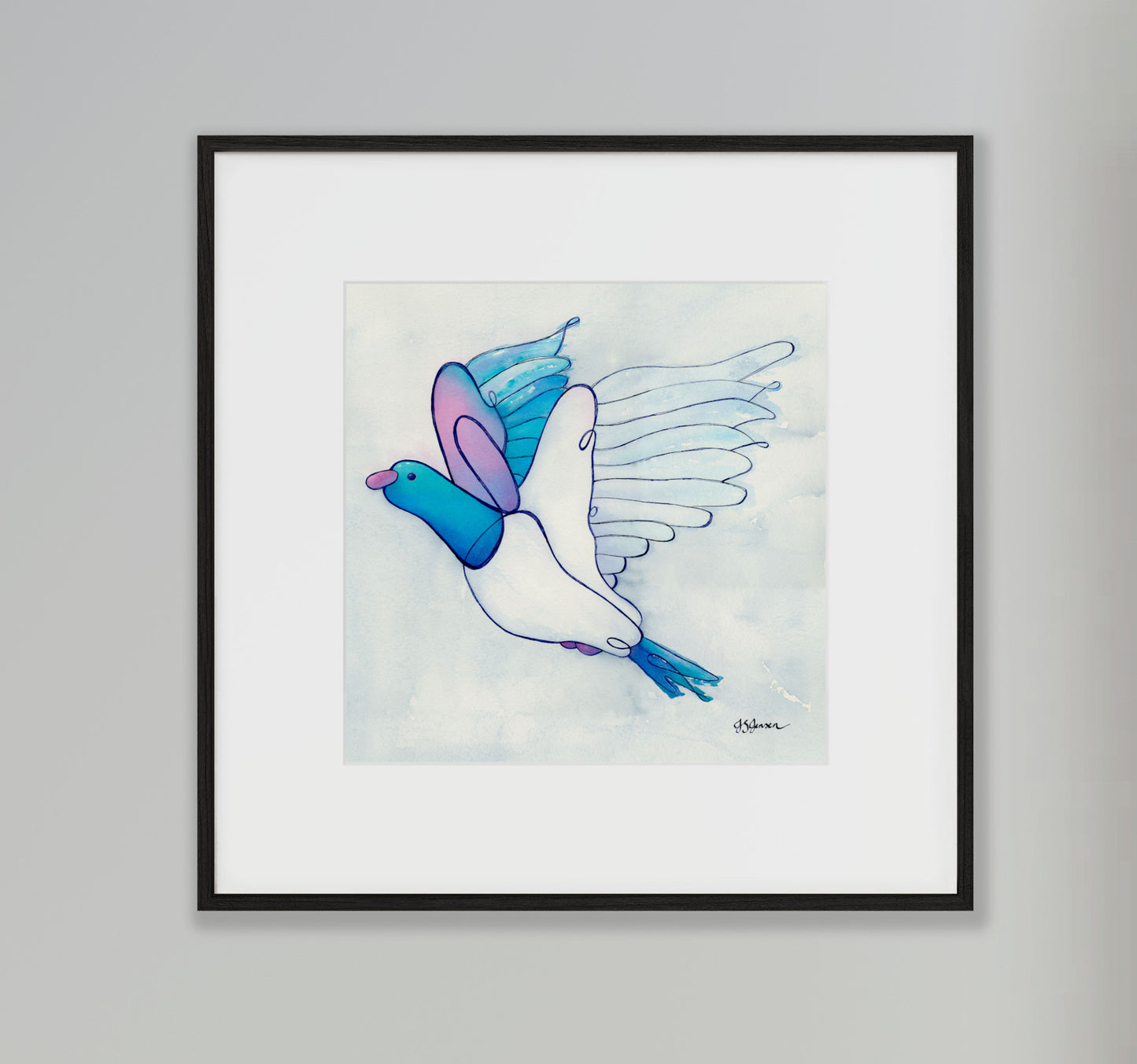 --- Wood Pigeon In Flight Print ---