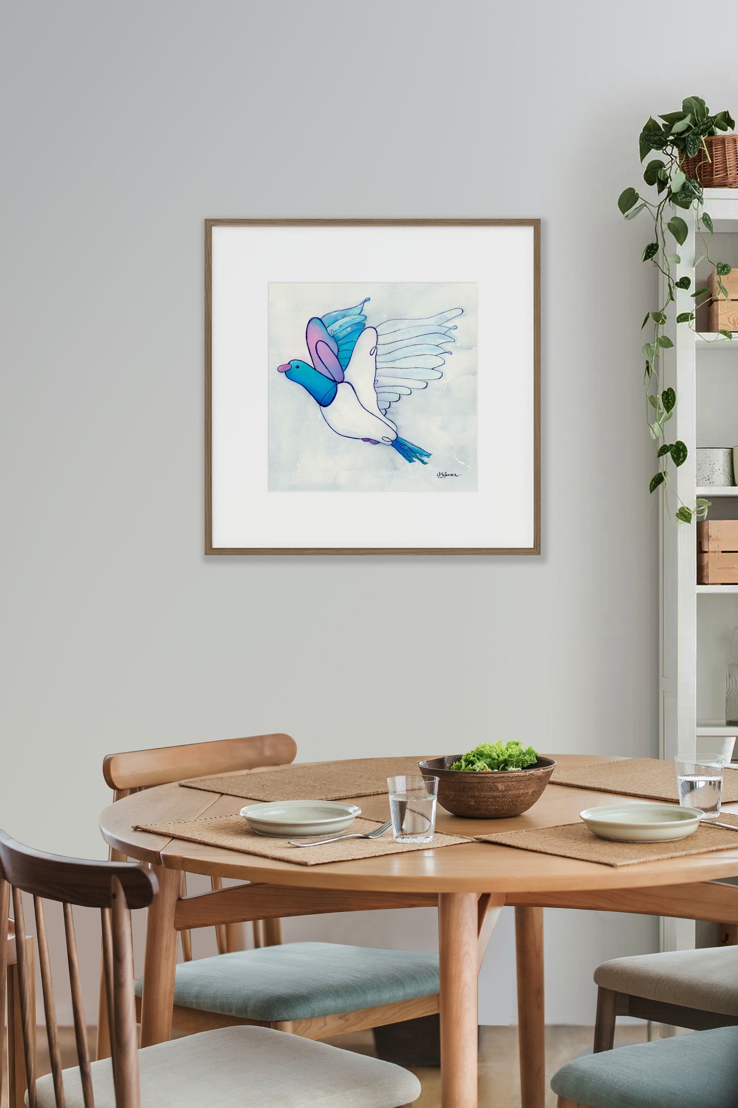 --- Wood Pigeon In Flight Print ---