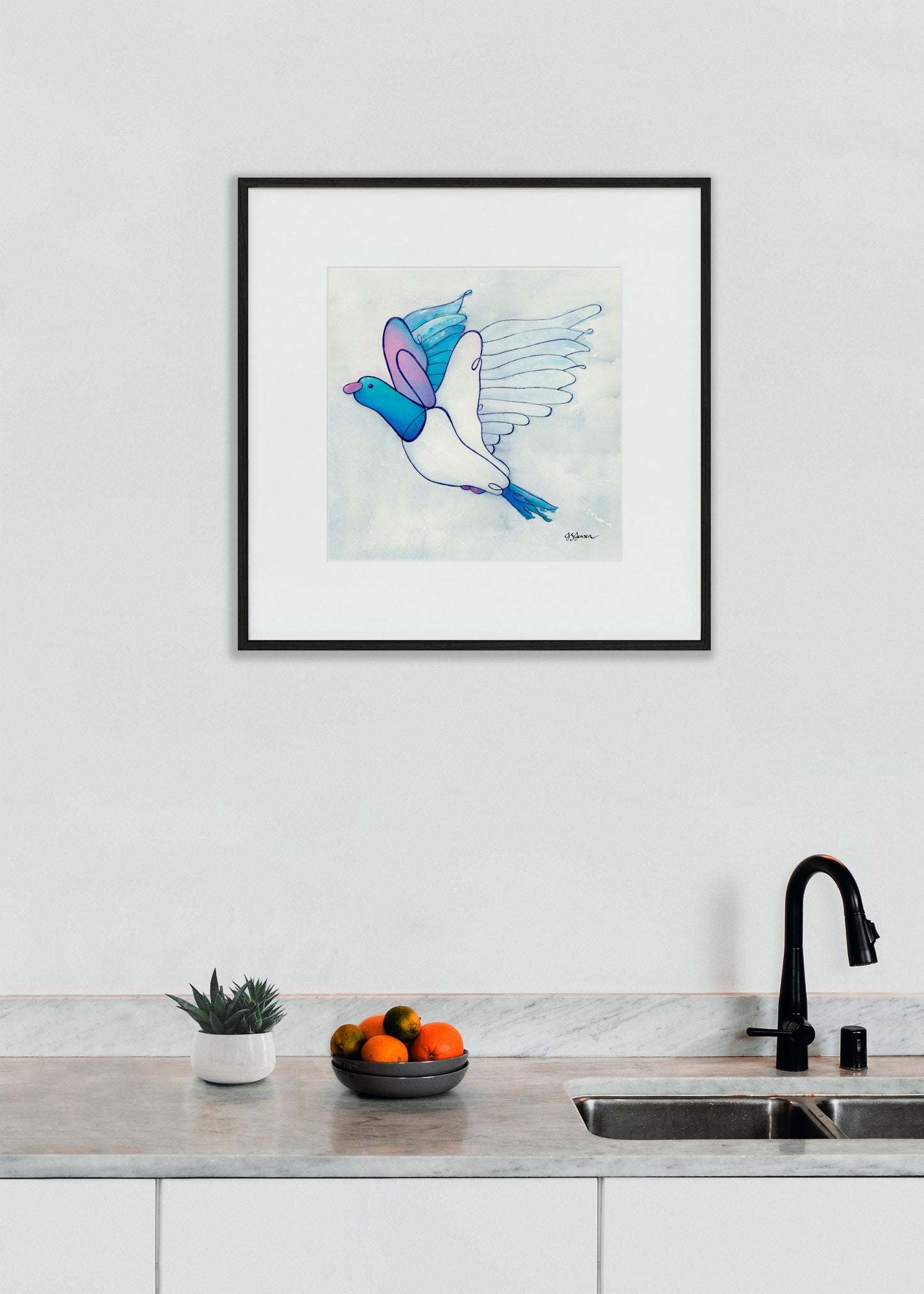 --- Wood Pigeon In Flight Print ---