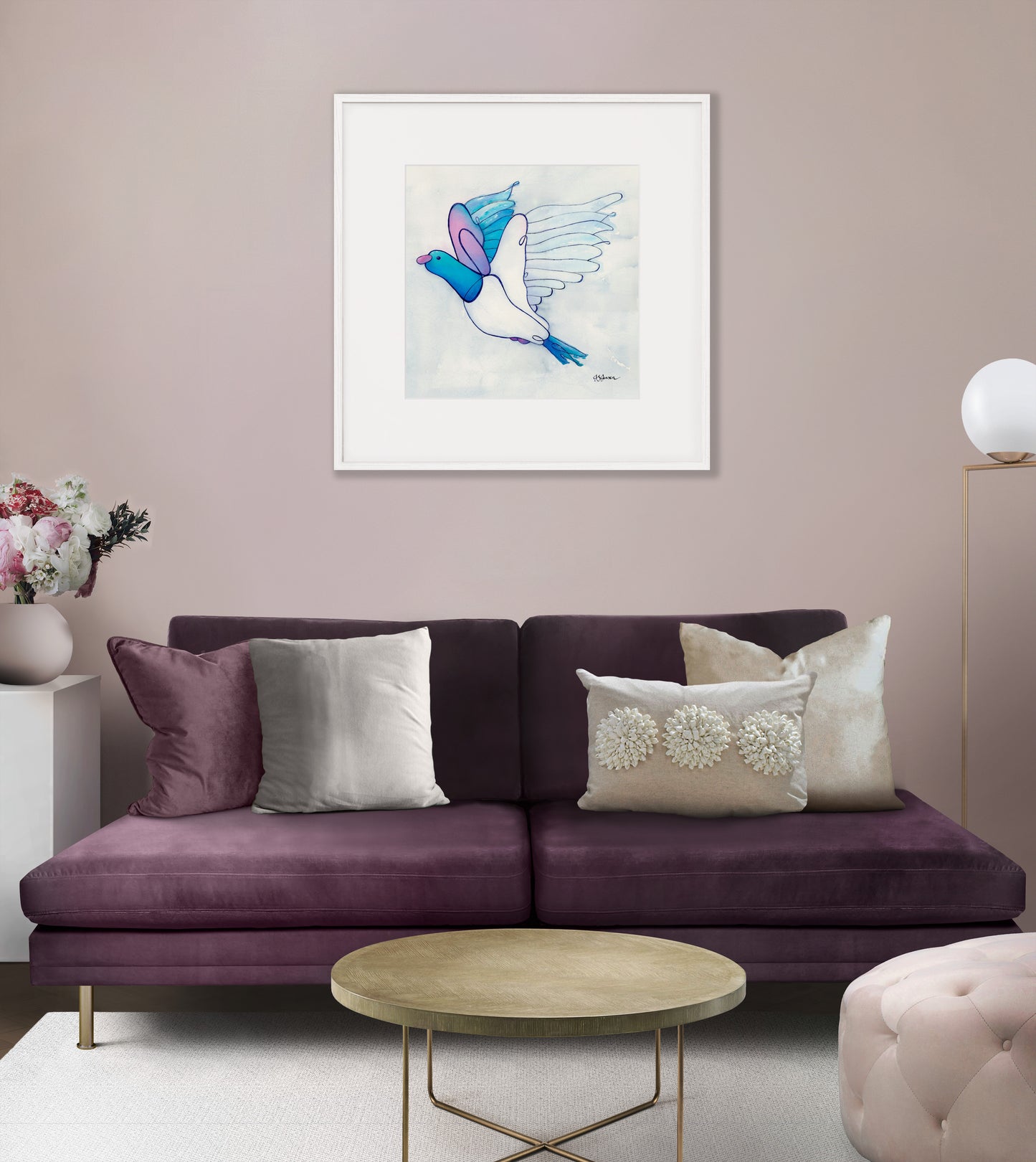 --- Wood Pigeon In Flight Print ---