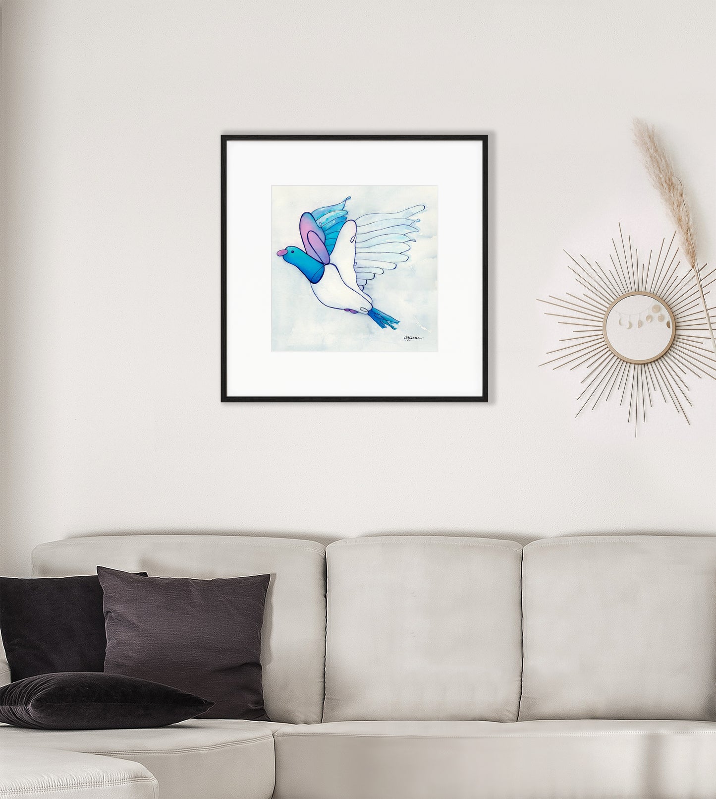 --- Wood Pigeon In Flight Print ---
